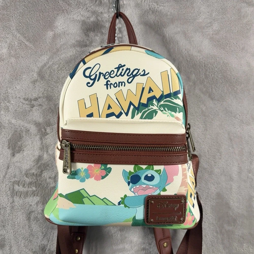Loungefly Disney Lilo & Stitch Hawaii Postcard Mini Backpack Bag AOP